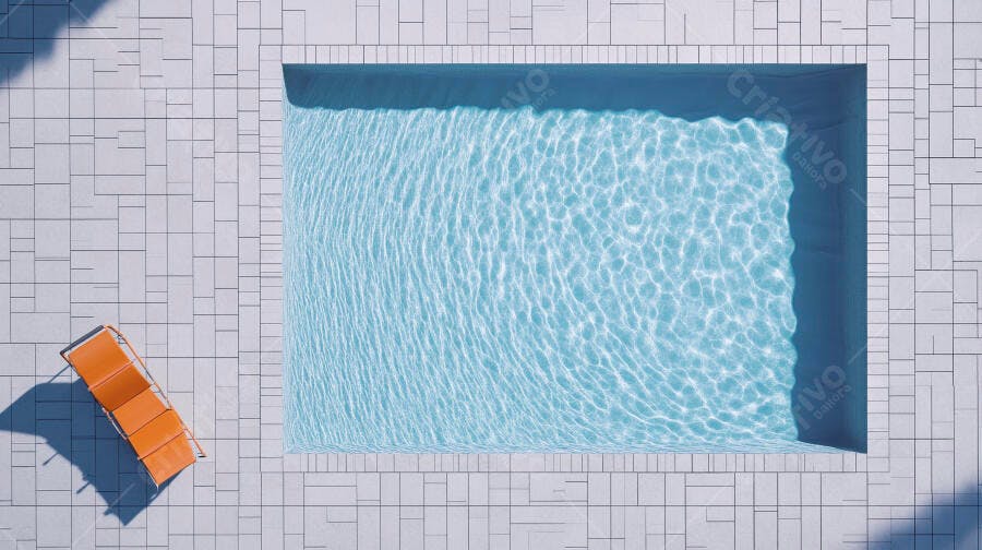 Foto Piscina Azul Água Cristalina Cadeira Laranja Vista Aérea