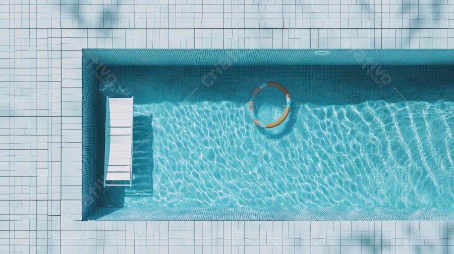 Foto Piscina Azul Vista Aérea Verão com Boia