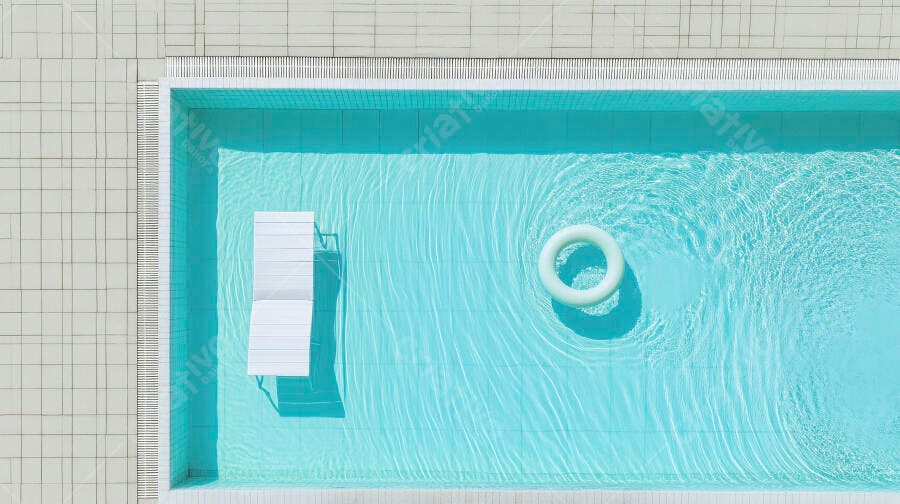 Foto Aérea Piscina Retangular Boia Branca Verão