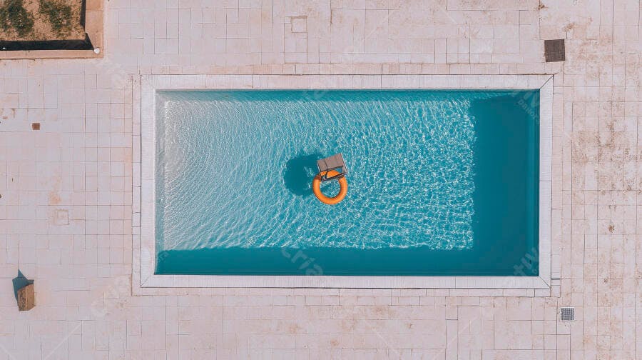 Foto Aérea Pessoa Boia Piscina Verão Azul Relaxando