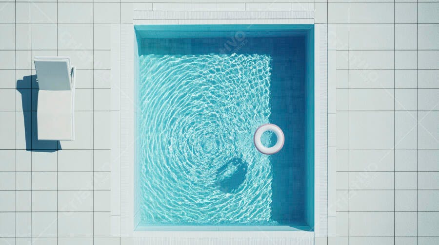 Foto Piscina Quadrada Boia Branca Vista Aérea Verão