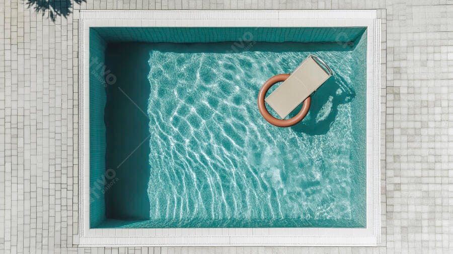 Foto Piscina Vista Aérea Boia Retangular Moderna Verão