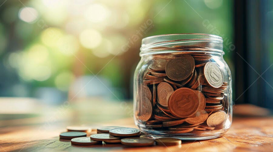 Foto Pote de Moedas Economia Investimento Financeiro