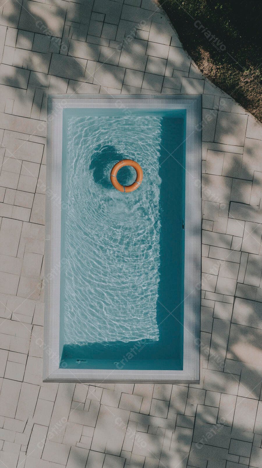 Foto Piscina Retangular Boia Laranja Vista Aérea Verão
