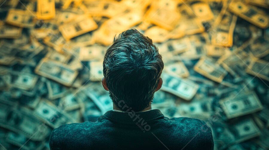 Foto Homem de Costas Dinheiro Dólares Abundância Financeira