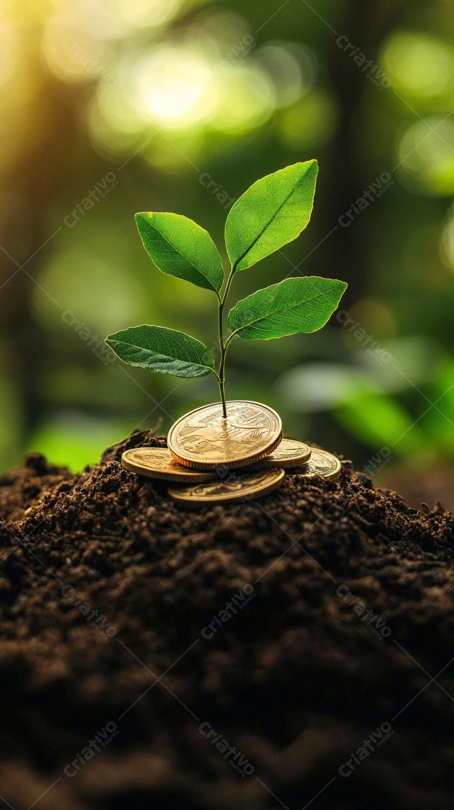 Foto Planta Crescendo Moedas Terra Fértil Investimento