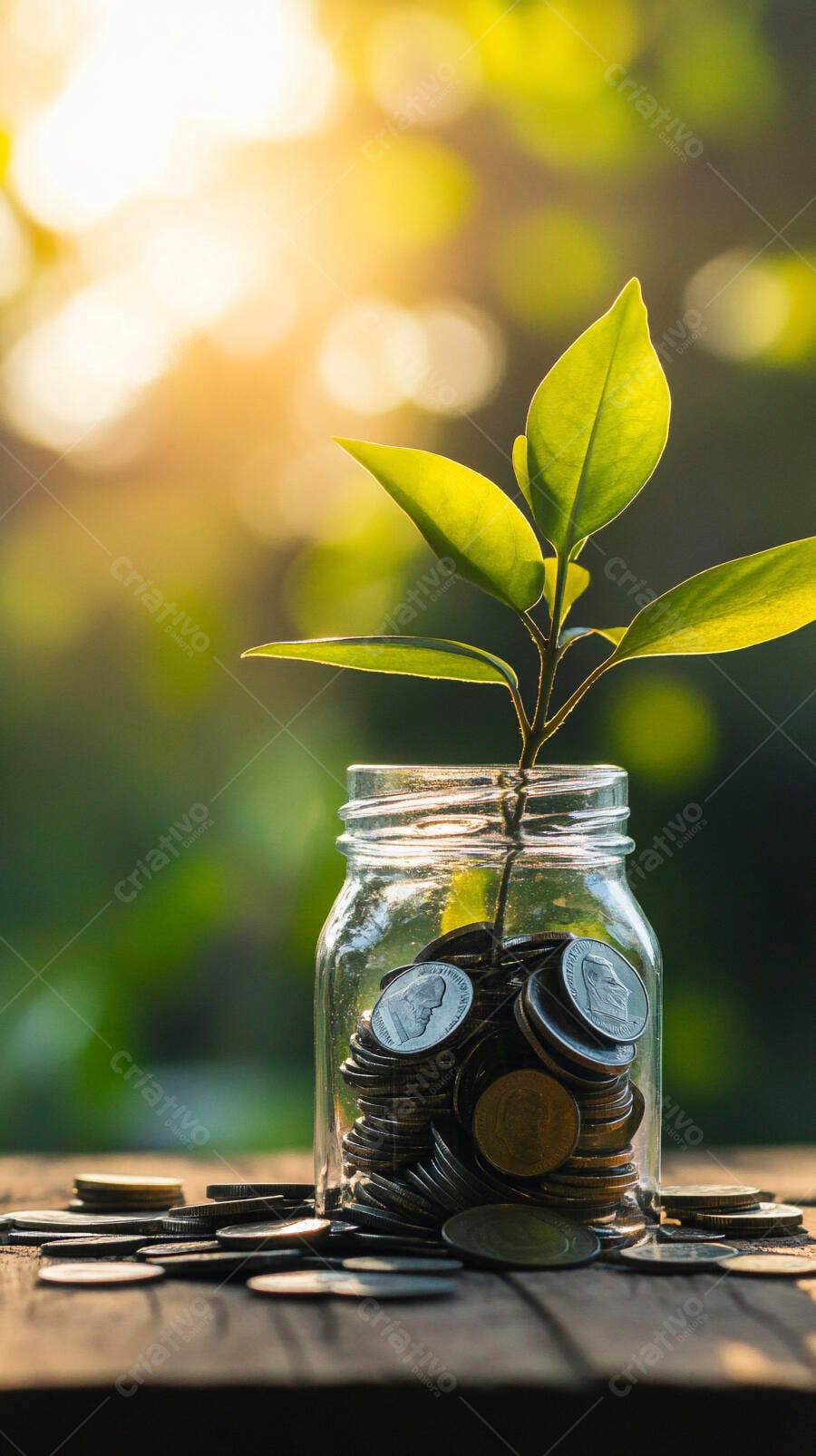 Foto Planta Crescendo Pote Moedas Economia Investimento