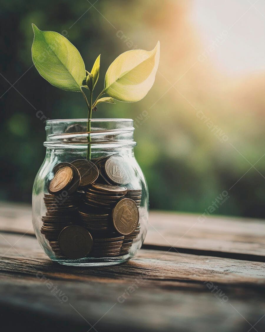 Foto Planta Crescendo Pote de Moedas Investimento Financeiro