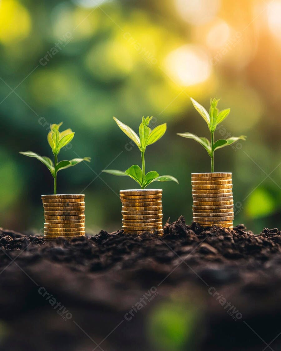 Foto Plantas Crescendo Moedas Terra Conceito Investimento