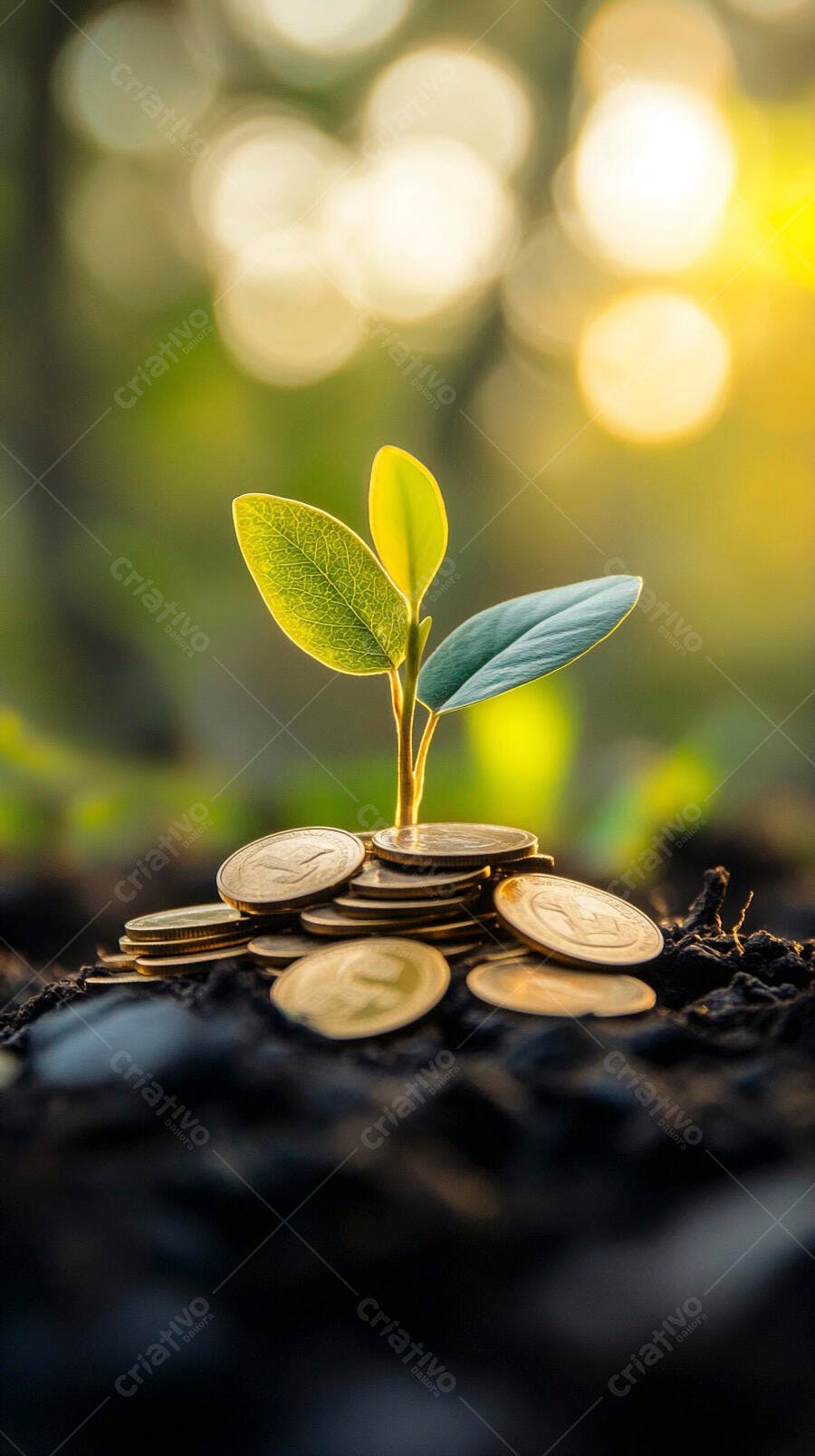 Foto Planta Crescendo Moedas Terra Conceito Investimento