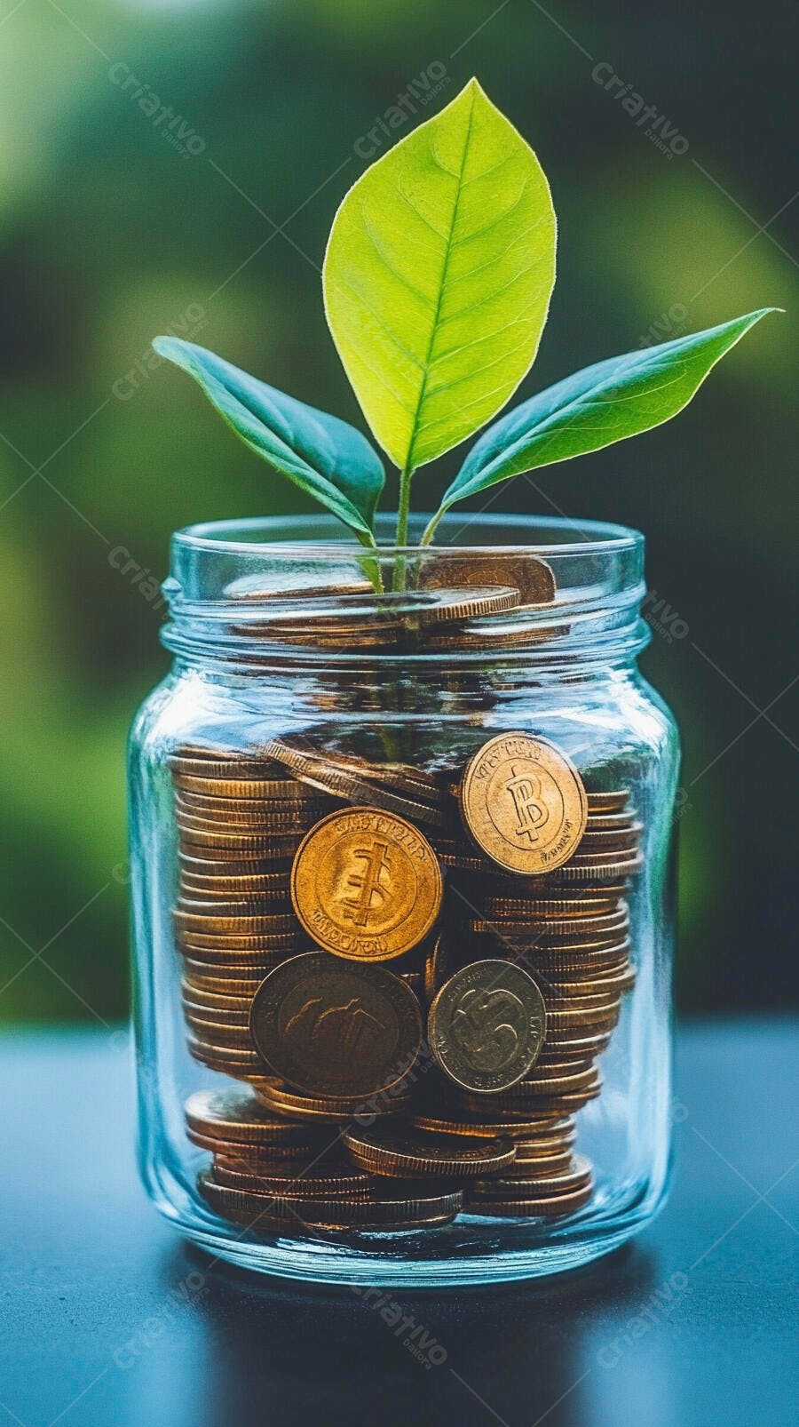 Foto Planta Crescendo Pote Moedas Bitcoin Investimento