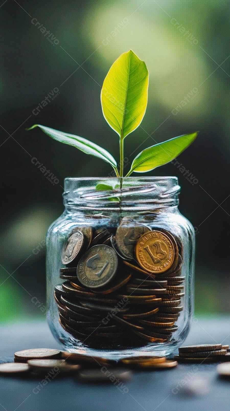 Foto Planta Crescendo Pote Moedas Economia Investimento