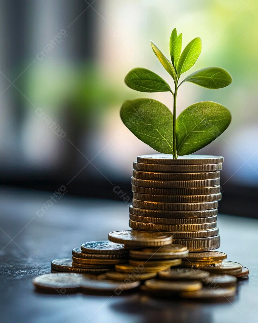 Foto Planta Crescendo Moedas Empilhadas Investimento Financeiro