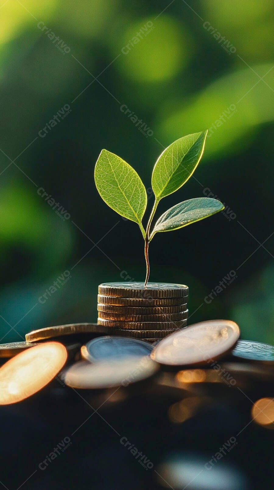 Foto Planta Crescendo Moedas Empilhadas Investimento Financeiro
