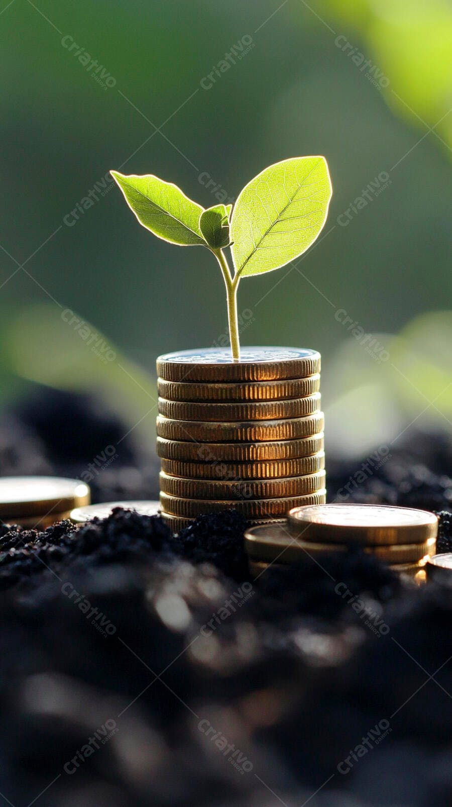 Foto Planta Crescendo Moedas Terra Conceito Investimento