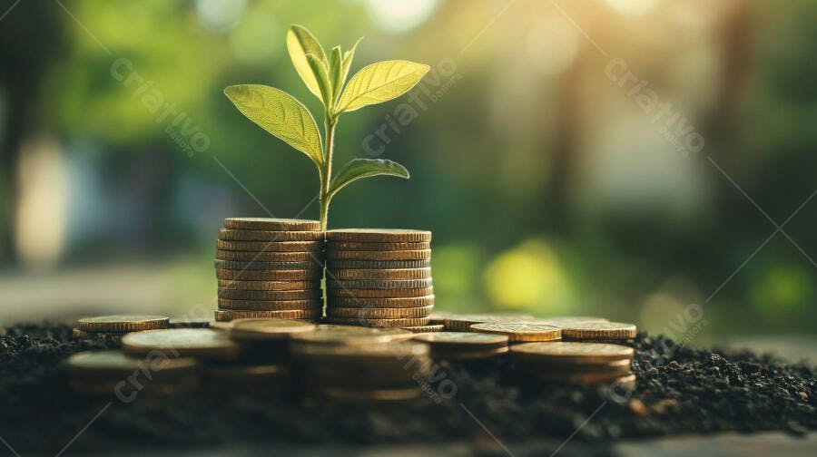 Foto Broto Crescendo Moedas Terra Investimento Finanças
