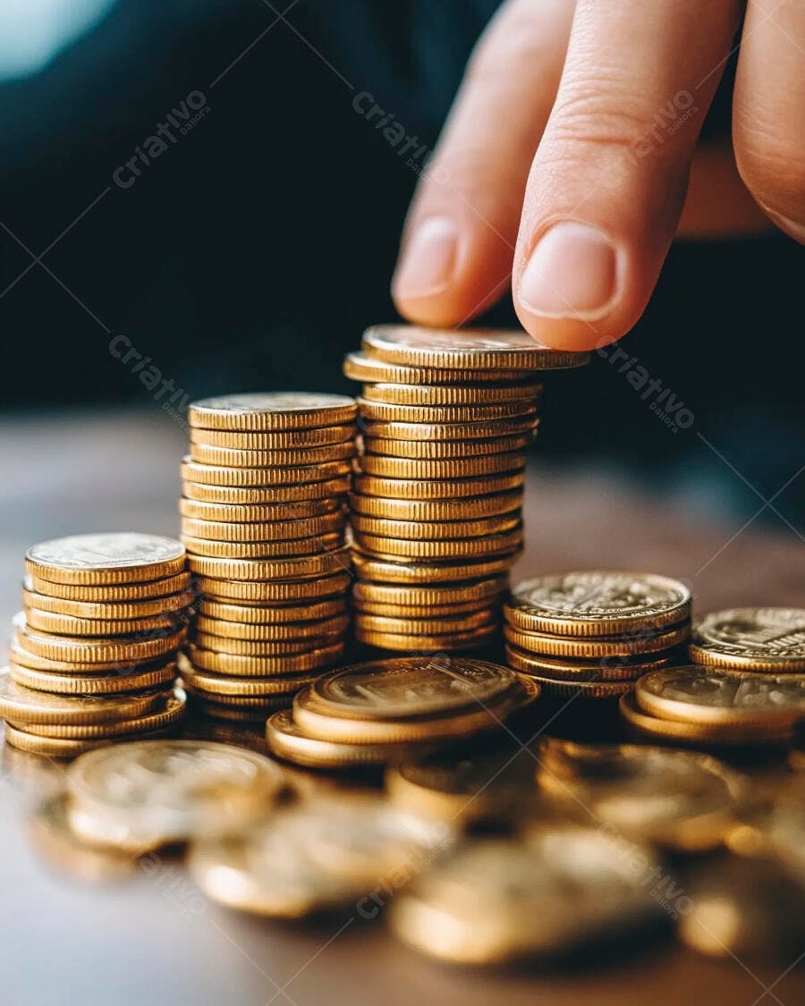 Foto Mão Empilhando Moedas Douradas Crescimento Financeiro