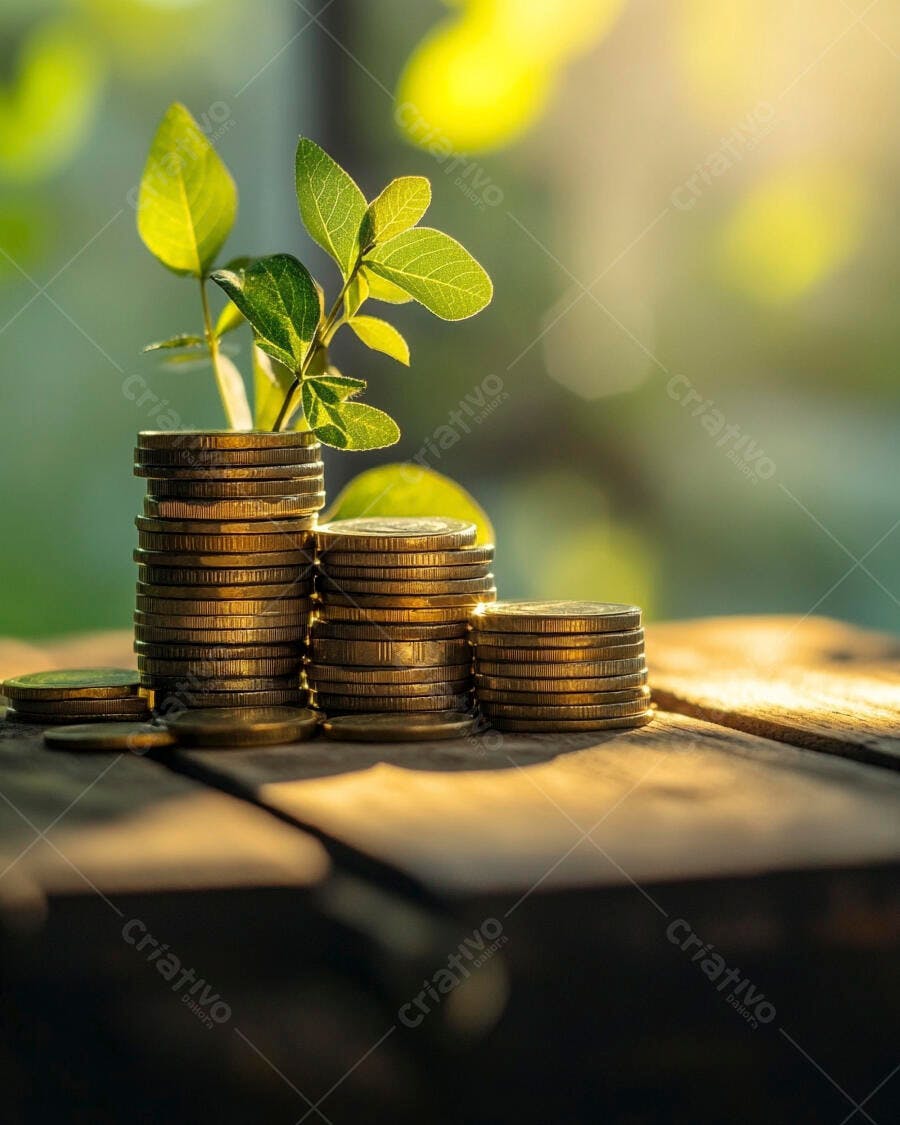 Foto Planta Crescendo Moedas Empilhadas Investimento Financeiro