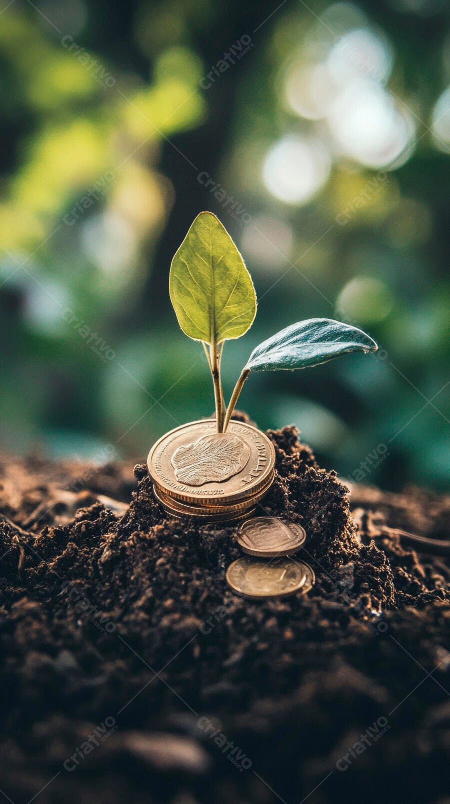 Foto Planta Crescendo Moedas Terra Conceito Investimento