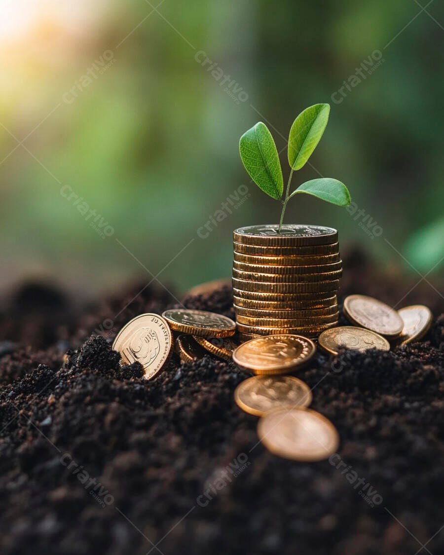 Foto Broto Crescendo Moedas Terra Fértil Investimento