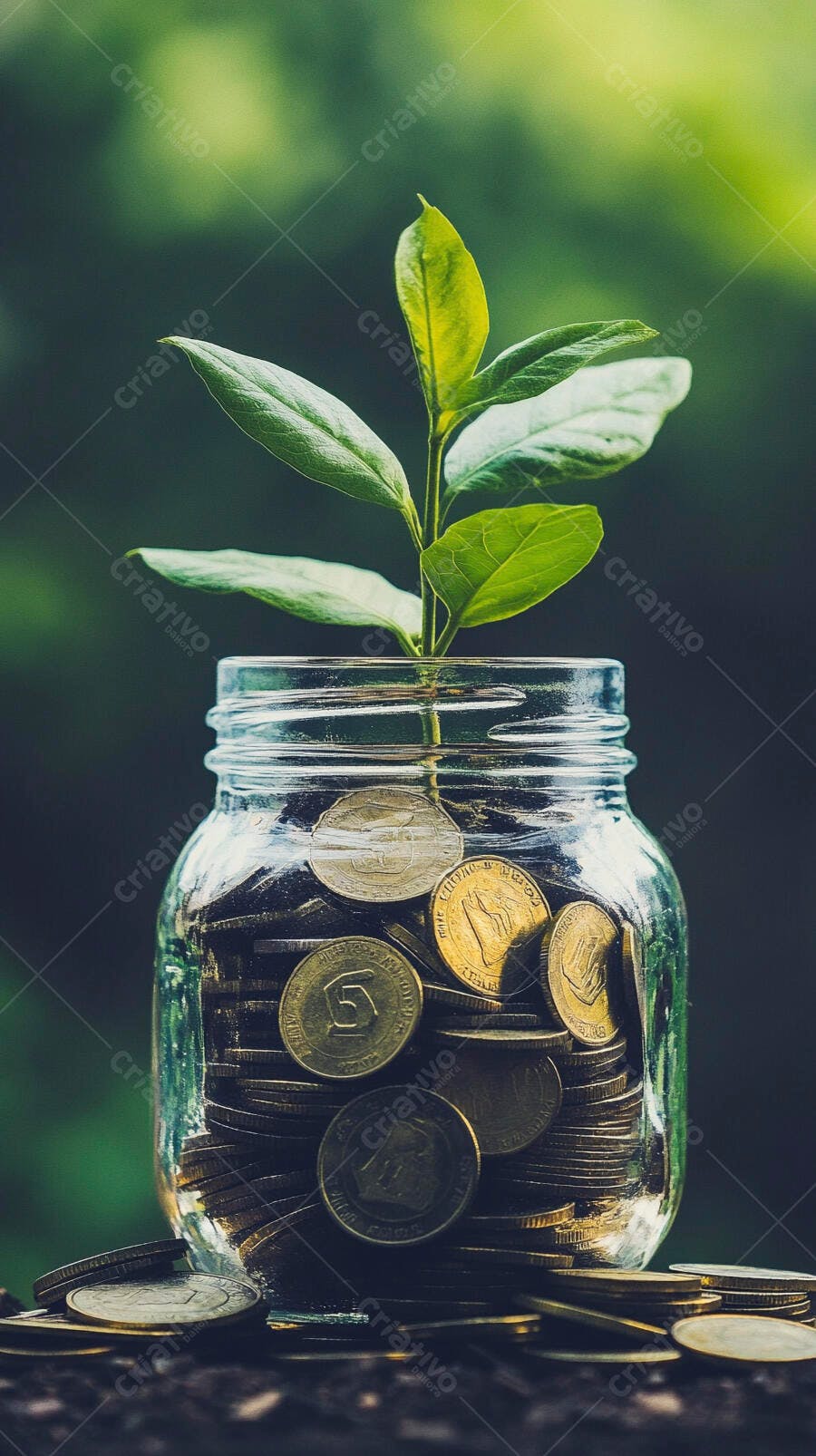 Foto Planta Crescendo Pote Moedas Economia Investimento