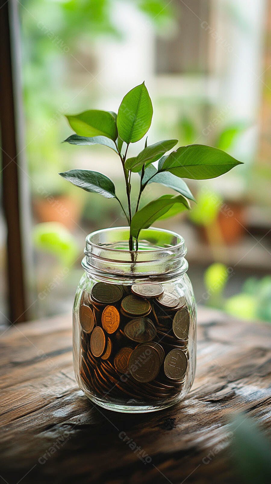 Foto Planta Crescendo Pote Moedas Economia Investimento