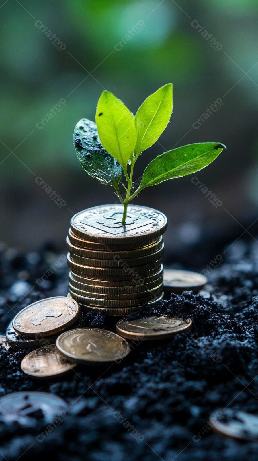 Foto Planta Crescendo Moedas Terra Fértil Investimento