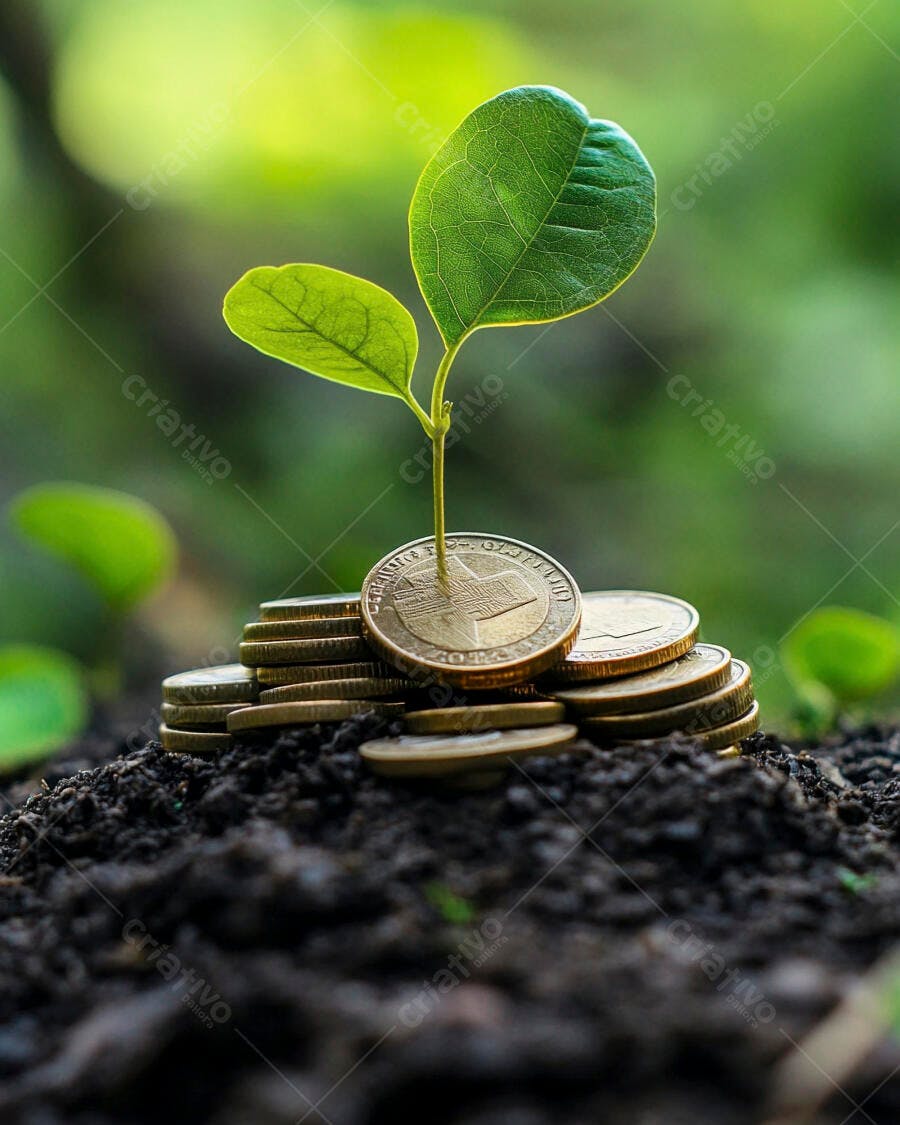 Foto Planta Crescendo Moedas Terra Conceito Investimento