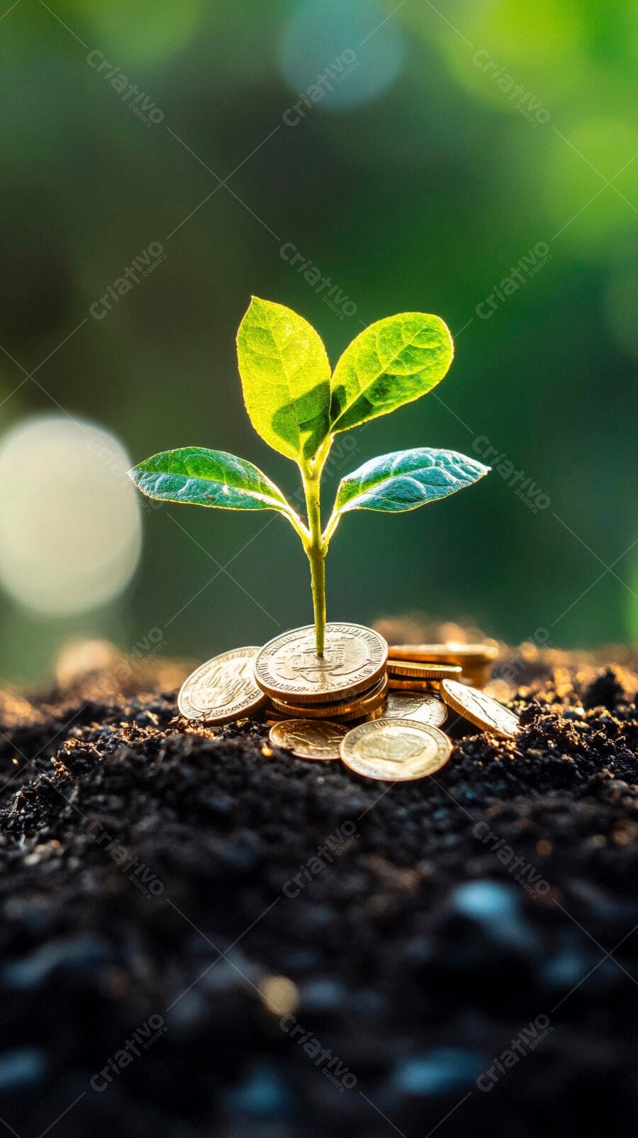 Foto Planta Crescendo Moedas Terra Fértil Investimento