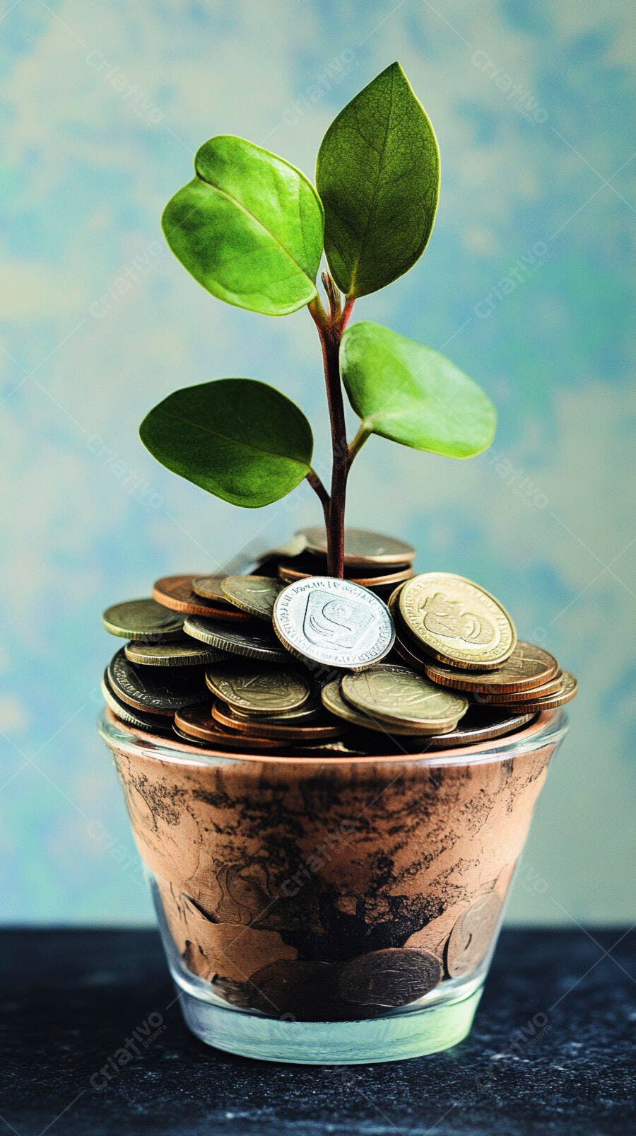 Foto Planta Crescendo Moedas Vaso Conceito Investimento