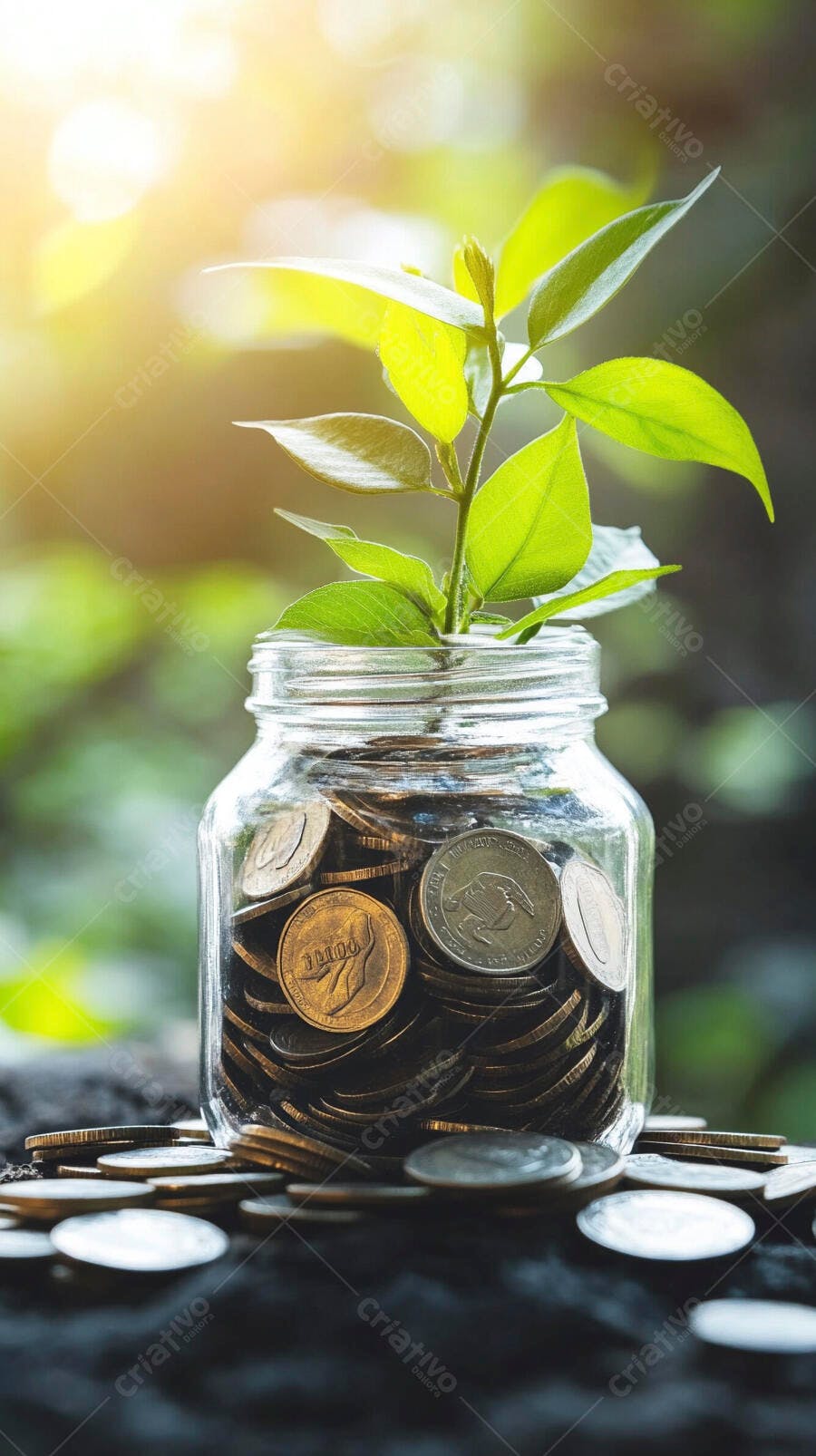 Foto Planta Crescendo Pote Moedas Economia Investimento