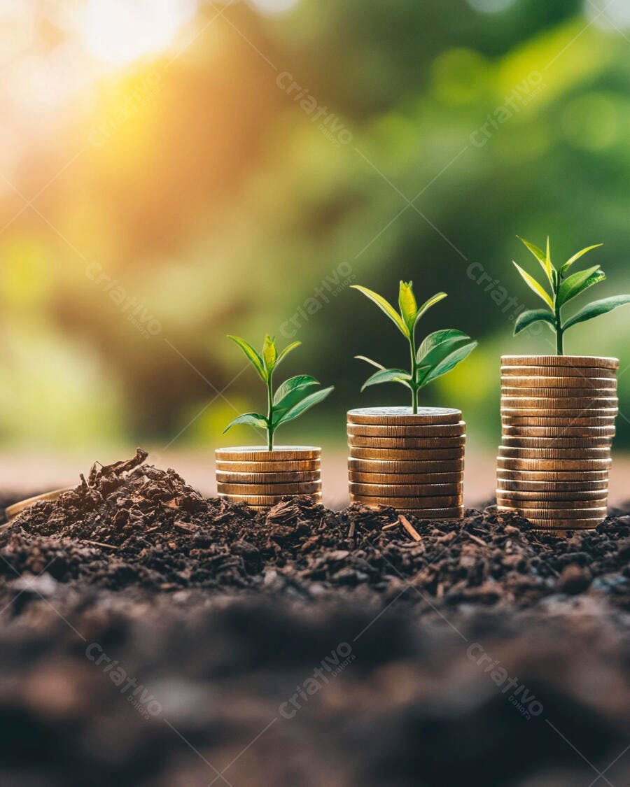 Foto Plantas Crescendo Moedas Terra Sucesso Financeiro