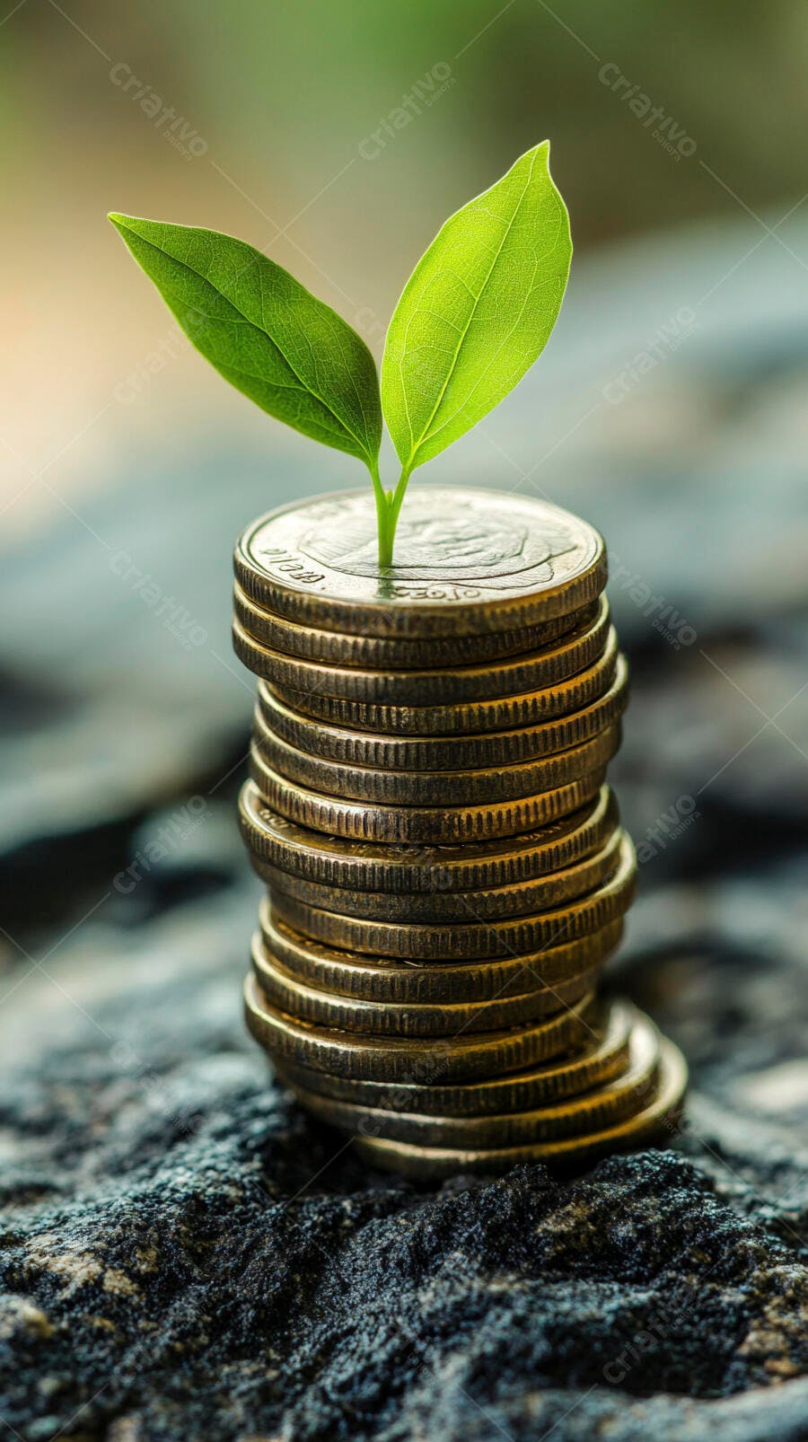 Foto Planta Crescendo Moedas Empilhadas Conceito Investimento