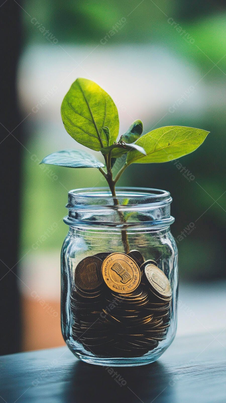 Foto Planta Crescendo Pote Moedas Economia Investimento