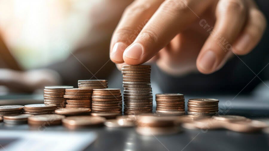 Foto Mão Empilhando Moedas Finanças Investimento Economia