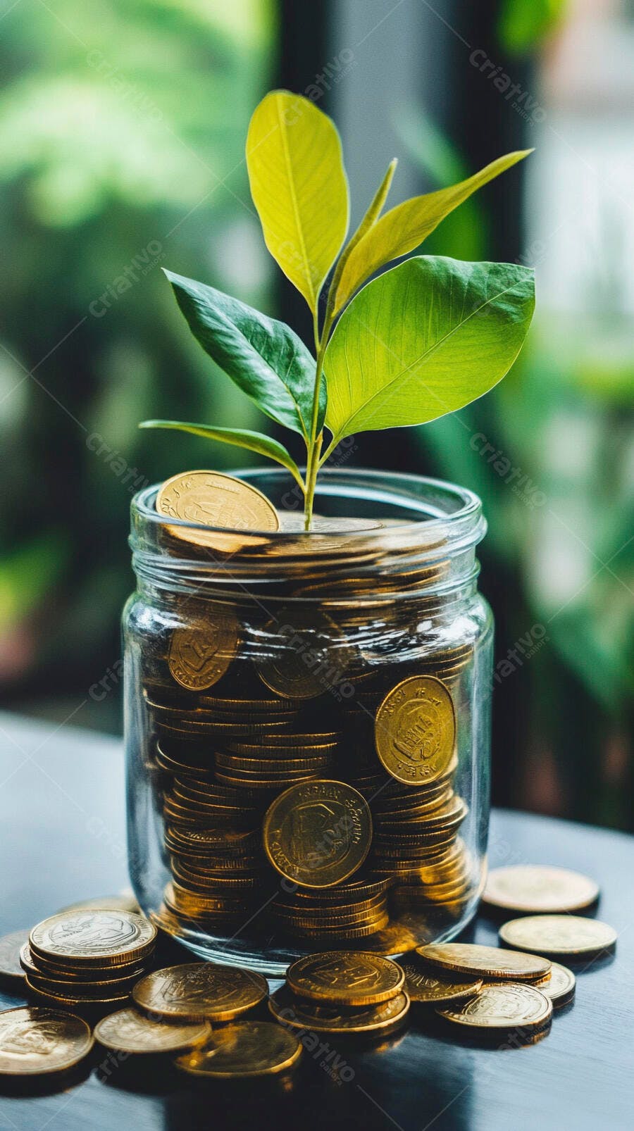 Foto Planta Crescendo Pote Moedas Economia Investimento
