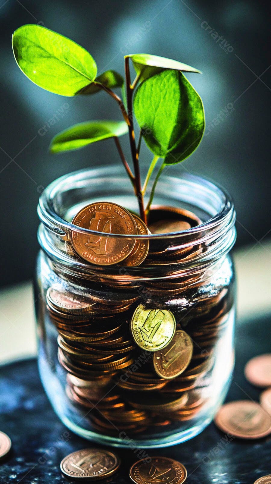 Foto Planta Crescendo Pote de Moedas Investimento Finanças