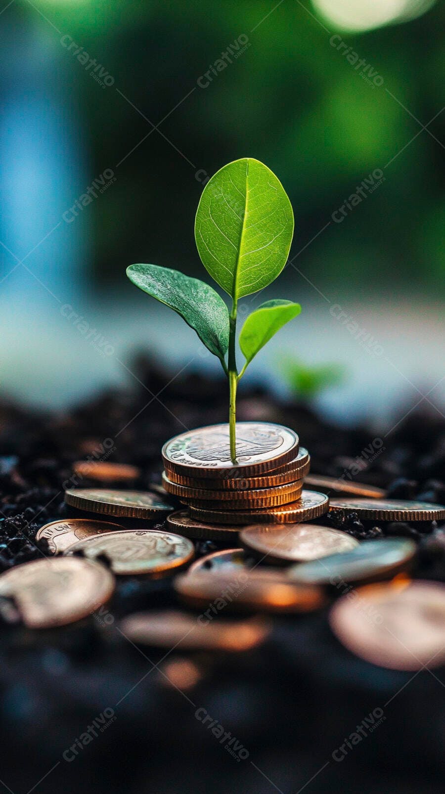 Foto Planta Crescendo Moedas Terra Conceito Investimento