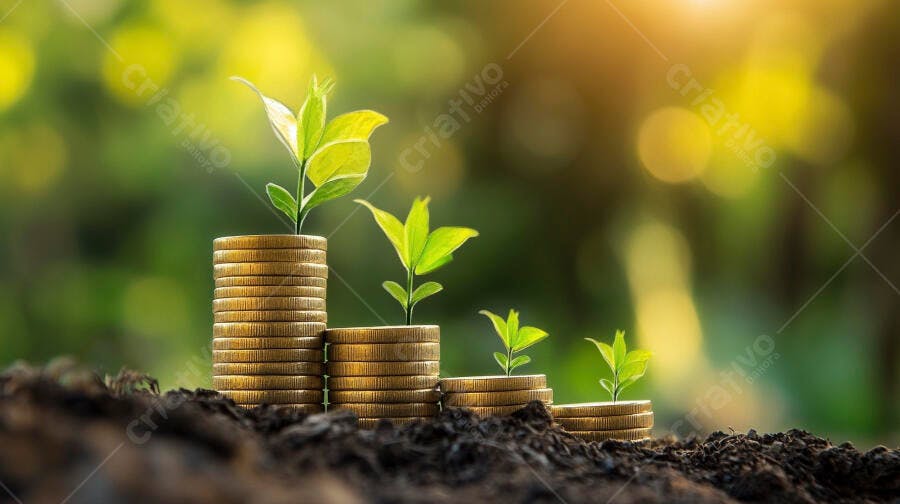 Foto Plantas Crescendo Moedas Empilhadas Conceito Investimento