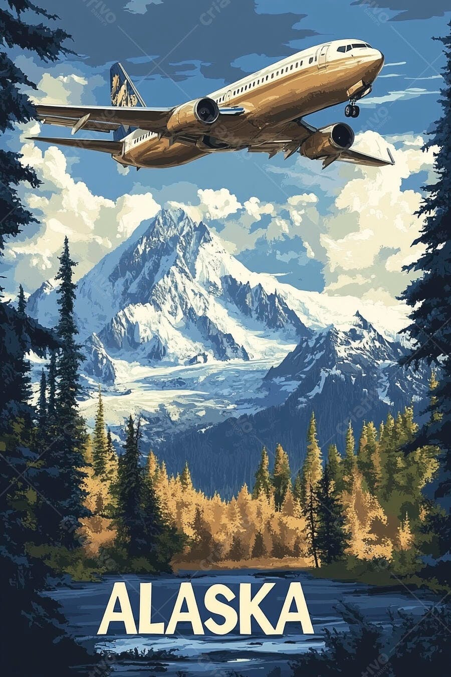 Avião Voando Montanhas Nevadas Alaska Viagem