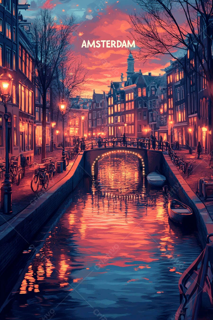 Foto Amsterdam Canal Pôr do Sol Arquitetura Urbana