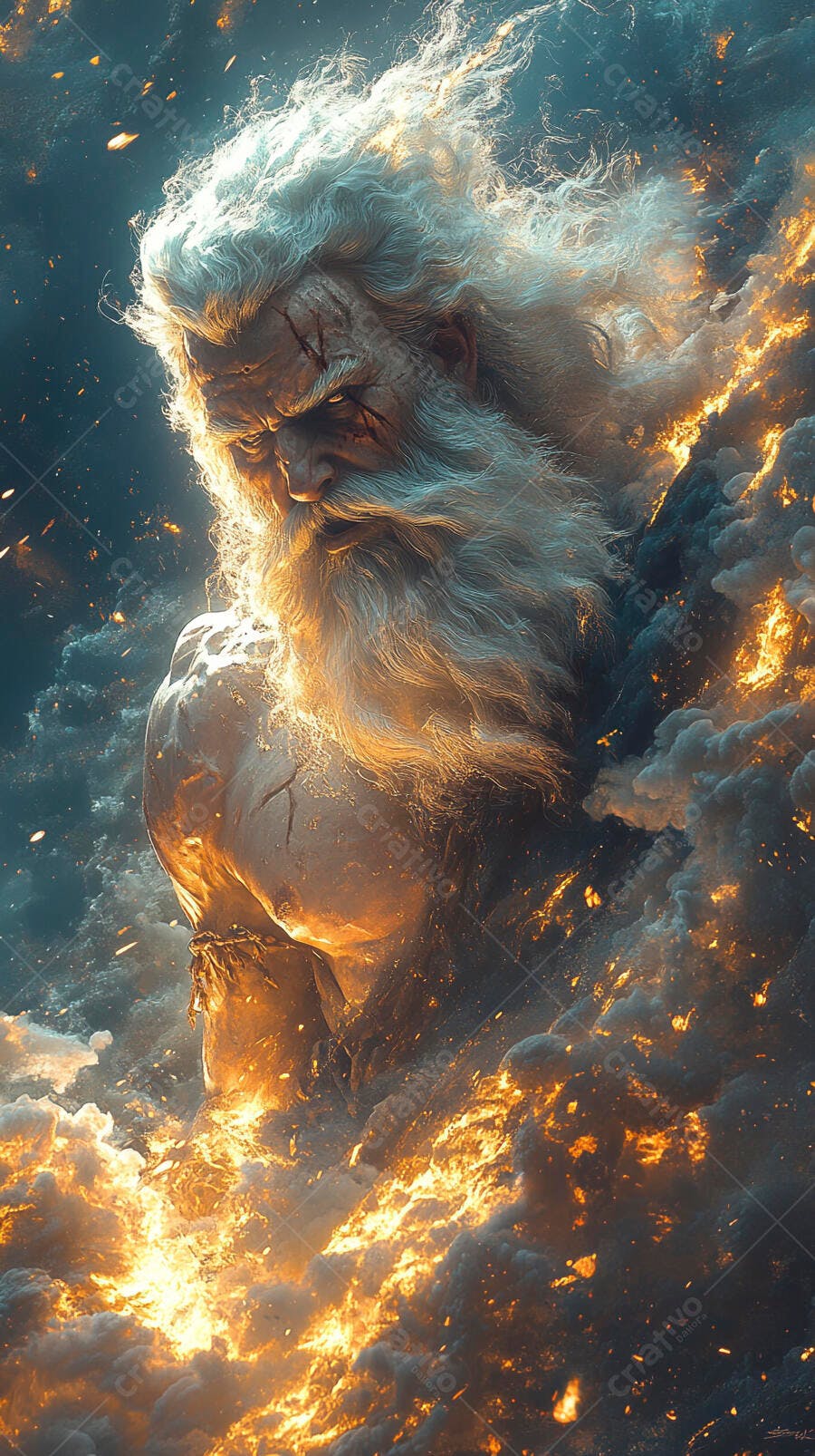 Deus Grego Zeus Mitologia Nuvem Fogo Ilustração