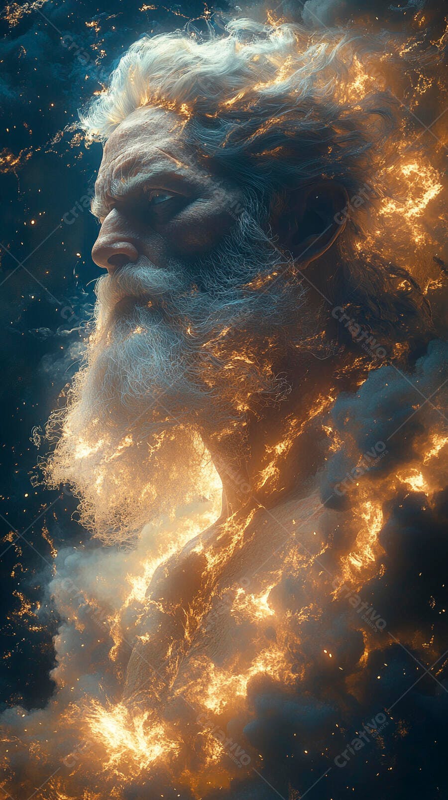 Foto Zeus Deus Grego Mitologia Fogo e Nuvens