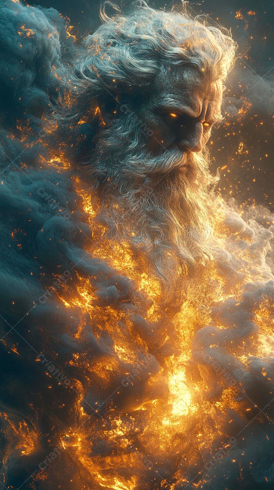 Foto Zeus Deus Grego Fogo e Fumaça Mitologia
