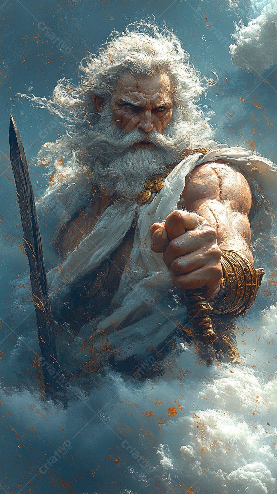 Ilustração Zeus Deus Grego Mitologia Segurando Espada