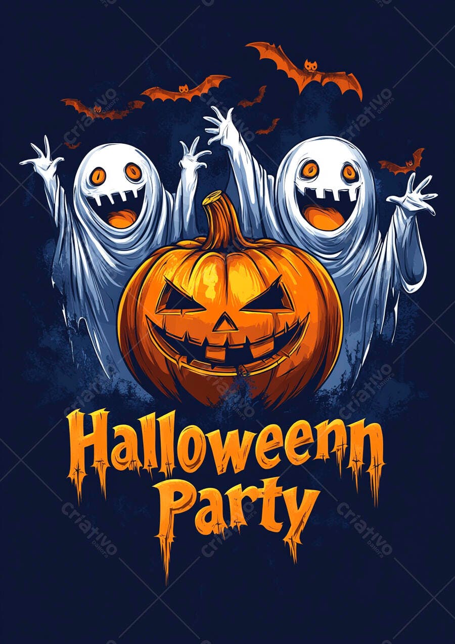 Halloween Party Abóbora Fantasmas Morcegos Outubro