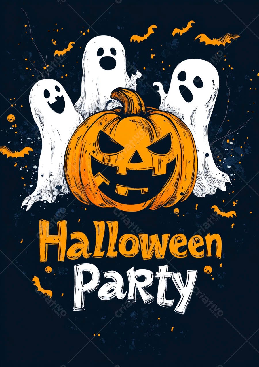 Halloween Party Abóbora Fantasmas Ilustração Outubro