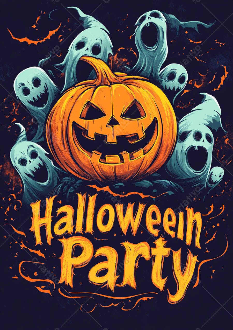 Halloween Party Abóbora Fantasmas Ilustração Outubro