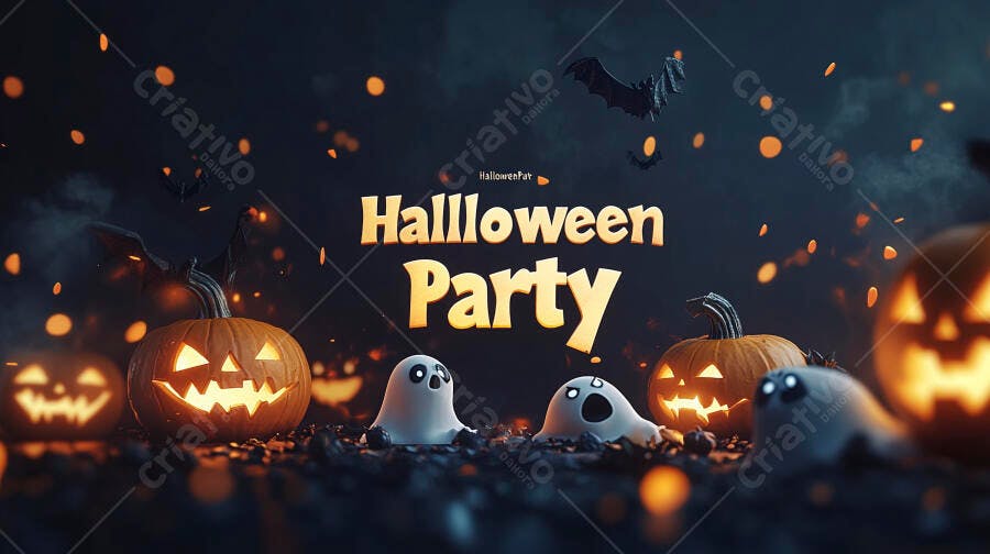 Halloween Party Abóboras Fantasmas Iluminação Noturna