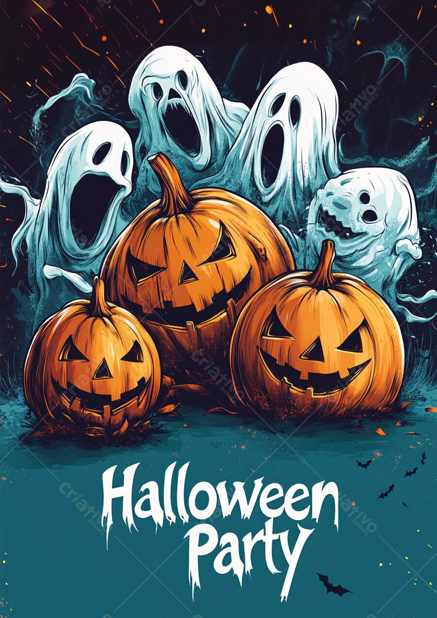 Halloween Party Abóboras Fantasmas Ilustração Outubro